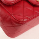 CHANEL Matelasse 17 Chain Shoulder Bag Lamb Skin Red Gold CC Auth 144831SAM-16
