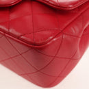 CHANEL Matelasse 17 Chain Shoulder Bag Lamb Skin Red Gold CC Auth 144831SAM-17