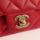 CHANEL Matelasse 17 Chain Shoulder Bag Lamb Skin Red Gold CC Auth 144831SAM-20