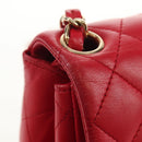 CHANEL Matelasse 17 Chain Shoulder Bag Lamb Skin Red Gold CC Auth 144831SAM-8