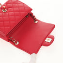 CHANEL Matelasse 17 Chain Shoulder Bag Lamb Skin Red Gold CC Auth 144831SAM-21