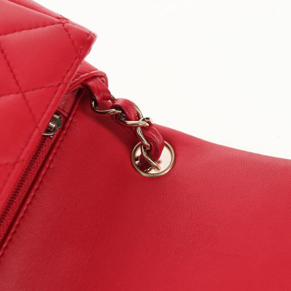 CHANEL Matelasse 17 Chain Shoulder Bag Lamb Skin Red Gold CC Auth 144831SAM