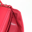 CHANEL Matelasse 17 Chain Shoulder Bag Lamb Skin Red Gold CC Auth 144831SAM-25