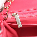 CHANEL Matelasse 17 Chain Shoulder Bag Lamb Skin Red Gold CC Auth 144831SAM-27