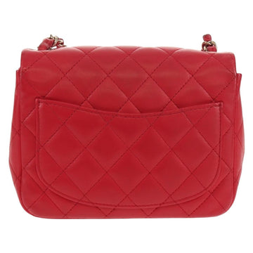 CHANEL Matelasse 17 Chain Shoulder Bag Lamb Skin Red Gold CC Auth 144831SAM - 0