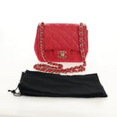 CHANEL Matelasse 17 Chain Shoulder Bag Lamb Skin Red Gold CC Auth 144831SAM-12