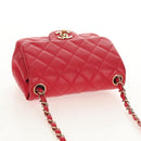CHANEL Matelasse 17 Chain Shoulder Bag Lamb Skin Red Gold CC Auth 144831SAM-6