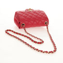 CHANEL Matelasse 17 Chain Shoulder Bag Lamb Skin Red Gold CC Auth 144831SAM-7