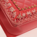 CHANEL Chain Matelasse Boy Chanel Bag Lamb Skin Pink Gold CC Auth 144832AM-15