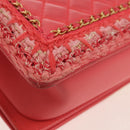CHANEL Chain Matelasse Boy Chanel Bag Lamb Skin Pink Gold CC Auth 144832AM-17