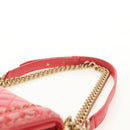CHANEL Chain Matelasse Boy Chanel Bag Lamb Skin Pink Gold CC Auth 144832AM-14