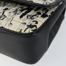 CHANEL Choco Bar Chain Shoulder Bag Satin Black Silver CC Auth 144833V-14