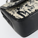 CHANEL Choco Bar Chain Shoulder Bag Satin Black Silver CC Auth 144833V-15