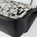 CHANEL Choco Bar Chain Shoulder Bag Satin Black Silver CC Auth 144833V-16