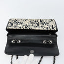 CHANEL Choco Bar Chain Shoulder Bag Satin Black Silver CC Auth 144833V-9