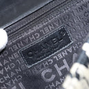 CHANEL Choco Bar Chain Shoulder Bag Satin Black Silver CC Auth 144833V-20