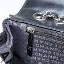 CHANEL Choco Bar Chain Shoulder Bag Satin Black Silver CC Auth 144833V-23