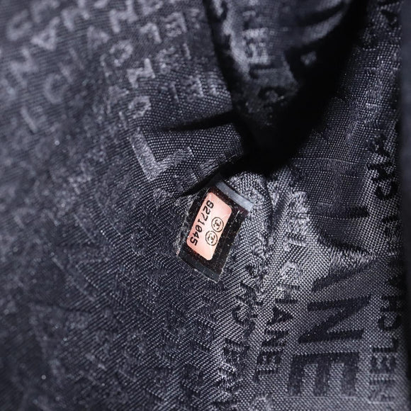 CHANEL Choco Bar Chain Shoulder Bag Satin Black Silver CC Auth 144833V