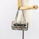 CHANEL Choco Bar Chain Shoulder Bag Satin Black Silver CC Auth 144833V-25