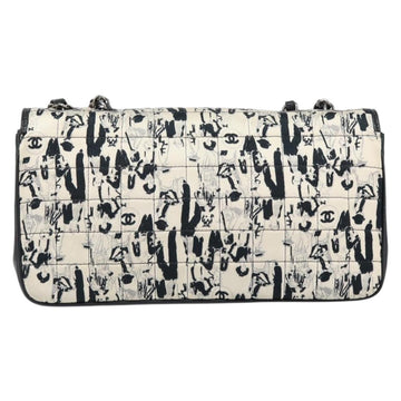 CHANEL Choco Bar Chain Shoulder Bag Satin Black Silver CC Auth 144833V - 0