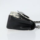 CHANEL Choco Bar Chain Shoulder Bag Satin Black Silver CC Auth 144833V-3