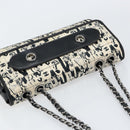 CHANEL Choco Bar Chain Shoulder Bag Satin Black Silver CC Auth 144833V-6