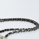 CHANEL Choco Bar Chain Shoulder Bag Satin Black Silver CC Auth 144833V-8