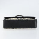 CHANEL Choco Bar Chain Shoulder Bag Satin Black Silver CC Auth 144833V-5