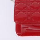 Christian Dior Canage Chain Schultertasche Emaille Rot Silber Auth 144835-16