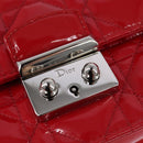 Christian Dior Canage Chain Shoulder Bag Enamel Red Silver Auth 144835-18