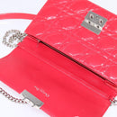 Christian Dior Canage Chain Schultertasche Emaille Rot Silber Auth 144835-10