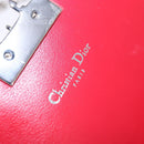 Christian Dior Canage Chain Schultertasche Emaille Rot Silber Auth 144835-19
