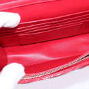 Christian Dior Canage Chain Schultertasche Emaille Rot Silber Auth 144835-11