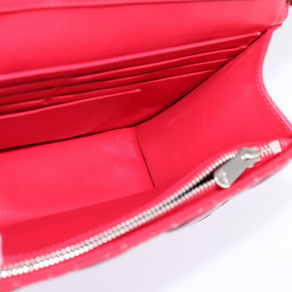 Christian Dior Canage Chain Schultertasche Emaille Rot Silber Auth 144835