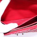 Christian Dior Canage Chain Shoulder Bag Enamel Red Silver Auth 144835-22