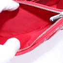Christian Dior Canage Chain Schultertasche Emaille Rot Silber Auth 144835-23