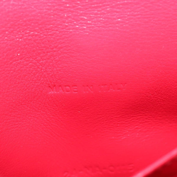 Christian Dior Canage Chain Schultertasche Emaille Rot Silber Auth 144835
