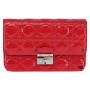 Christian Dior Canage Chain Schultertasche Emaille Rot Silber Auth 144835-13