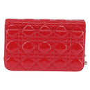 Christian Dior Canage Chain Schultertasche Emaille Rot Silber Auth 144835-2