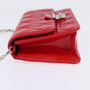 Christian Dior Canage Chain Shoulder Bag Enamel Red Silver Auth 144835-3