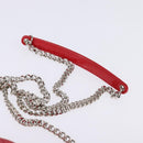 Christian Dior Canage Chain Schultertasche Emaille Rot Silber Auth 144835-14
