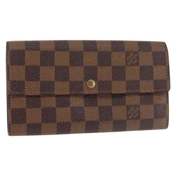 LOUIS VUITTON Damier Ebene Porte Monnaie Credit Wallet N61725 Auth 144838