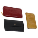 LOUIS VUITTON Monogram Vernis Mat Wallet 3Set Red Beige black LV Auth 144846-1