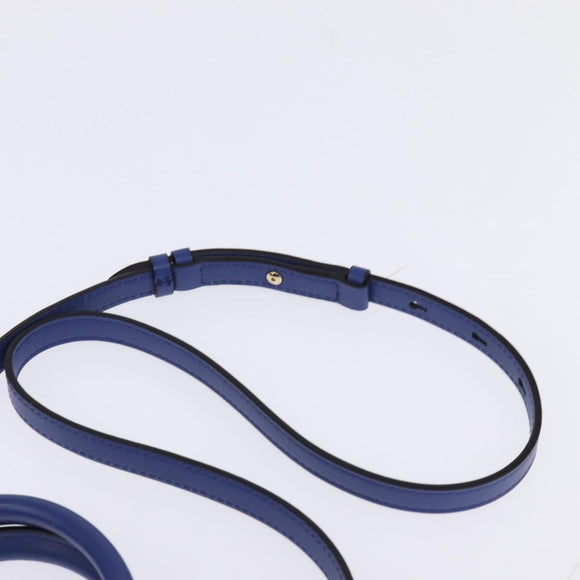 Salvatore Ferragamo Gancini Studio Hand Bag Leather 2way Blue Gold Auth 144870