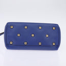 Salvatore Ferragamo Gancini Studio Hand Bag Leather 2way Blue Gold Auth 144870-5