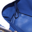 Salvatore Ferragamo Gancini Studio Hand Bag Leather 2way Blue Gold Auth 144870-20