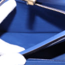 Salvatore Ferragamo Gancini Studio Hand Bag Leather 2way Blue Gold Auth 144870-21