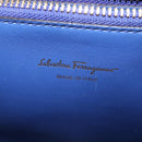 Salvatore Ferragamo Gancini Studio Hand Bag Leather 2way Blue Gold Auth 144870-22