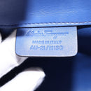 Salvatore Ferragamo Gancini Studio Hand Bag Leather 2way Blue Gold Auth 144870-12