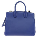 Salvatore Ferragamo Gancini Studio Hand Bag Leather 2way Blue Gold Auth 144870-2